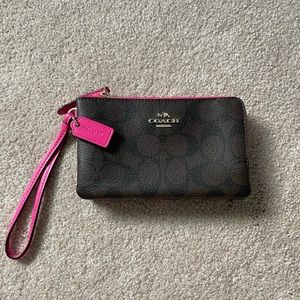 Coach double zipper wristlet